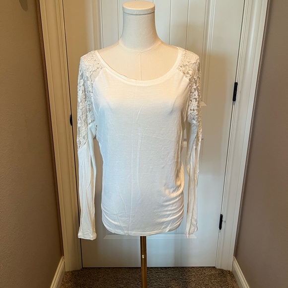 Jack by BB Dakota Tops - Jack by BB Dakota White Lace Sleeve Blouse